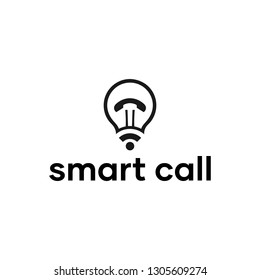 Smart Call Light Bulb Signal Vector Logo Design