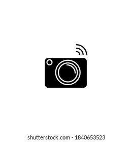 Smart camera icon. Internet of things icon. Simple, flat, black, glyph.