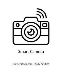 Ilustración de diseño de contorno vectorial de cámara inteligente. Símbolo del archivo EPS 10 de fondo blanco
