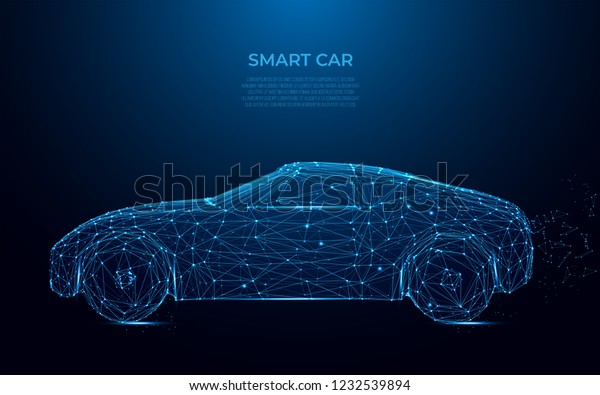 	
Smart Car. Abstract image of smart car in the
form of a starry sky or space. Cars vector wireframe concept.
Polygon vector design. Speed, drive, fast race auto style, power
concept vector. Poly
art