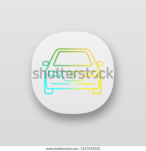 Smart car app icon. NFC auto. Intelligent\
vehicle. Self driving automobile. UI/UX user interface. Autonomous\
car. Driverless vehicle. Web or mobile application. Vector isolated\
illustration