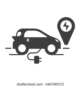 Smart car charger location simple flat design