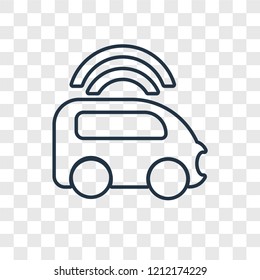 Smart car concept vector linear icon isolated on transparent background, Smart car concept transparency concept in outline style