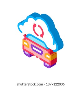 smart car connection cloud icon vector. isometric smart car connection cloud sign. color isolated symbol illustration