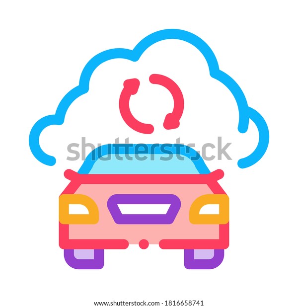 smart car connection\
cloud icon vector. smart car connection cloud sign. isolated\
contour symbol\
illustration