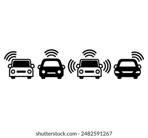 smart car connection technology icon symbol sign vector design black white color simple illustration collection set