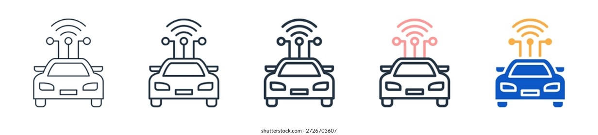 Smart Car diferentes iconos de estilo conjunto de Ilustración vectorial.