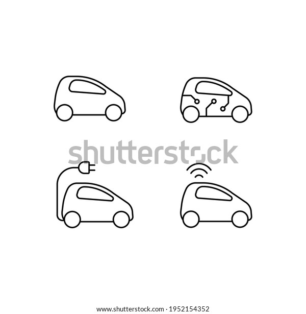 Smart car, electro car simple thin line icon\
vector illustration