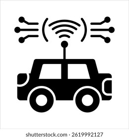 Smart Car Glyph Icon. Simple Vector Illustration on White Background