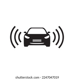 Smart car icon in black simple design on an isolated background. EPS 10 vector.