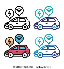 Smart car icon design in four variation color