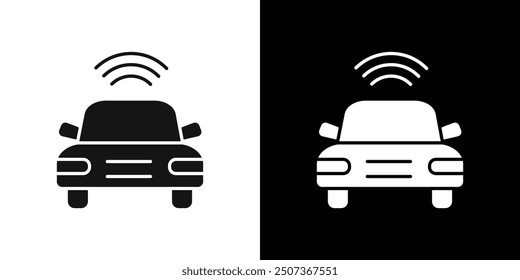 Smart car icon flat line symbol set.