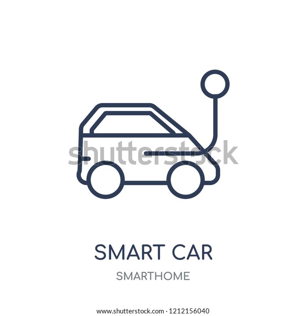 Smart car icon. Smart car linear symbol\
design from Smarthome collection. Simple outline element vector\
illustration on white\
background.