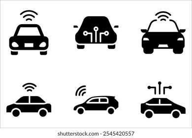 Conjunto de ícones de carro inteligente. Internet das Coisas. sobre fundo branco