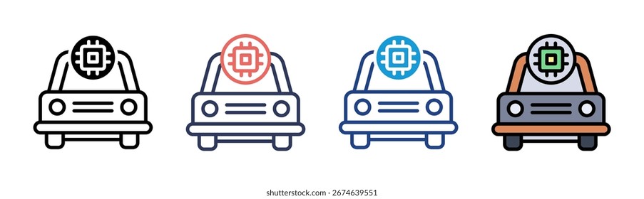 Smart Car Icon Set Multiple Style Collection