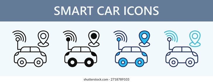 Smart Car Icon Set Multiple Style Collection
