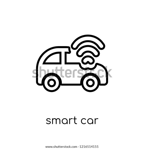 Smart car icon. Trendy modern\
flat linear vector Smart car icon on white background from thin\
line smart home collection, editable outline stroke vector\
illustration