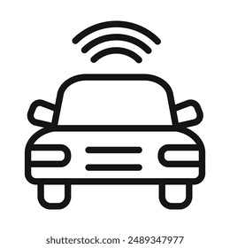 Smart car icon Vector symbol or sign set collection in black and white outline