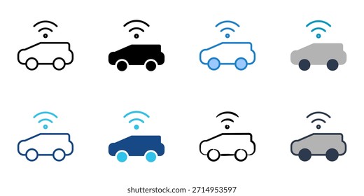 smart car icons set multiple style vector collection. 
