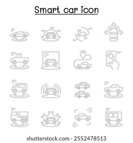 Iconos elegantes del coche fijados en estilo fino de la línea