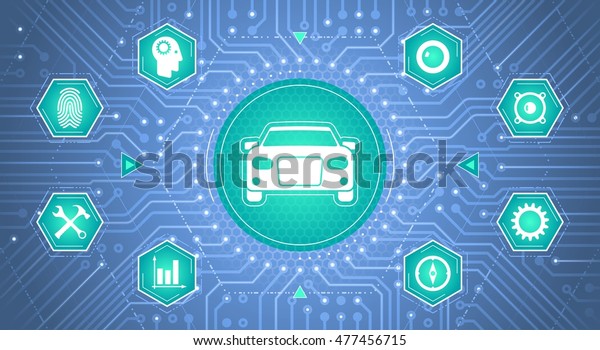 Smart Car Interface.\
Infographical template as a graphic interface of \'Smart Car Control\
Panel\'.