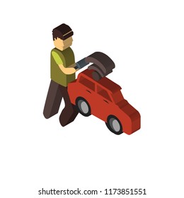 Smart car isometric left top view 3D icon