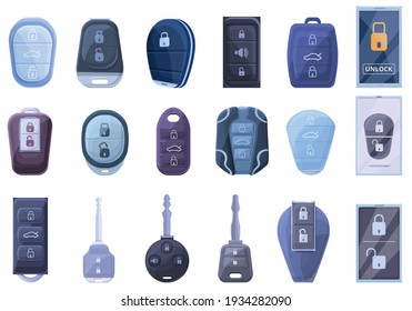 Symbol für intelligente Autoschlüssel eingestellt. Cartoon-Set mit Smart-Car-Schlüssel-Vektorsymbol für Webdesign