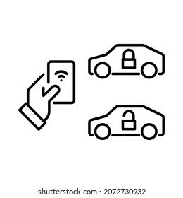 Smart car key. Outline style. Vector. Isolate on white background.