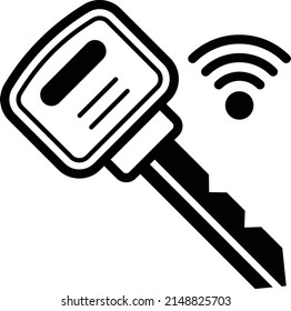 Smart Car Key with Signal Vector Icon Design, Motor Vehicle Service and automobile repair shop Symbol, Lorry spare part Sign, automotive technician equipment stock illustration, Key less Entry Concept