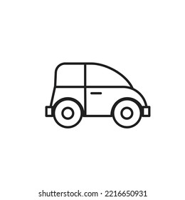 Icono de línea de auto inteligente en blanco y negro