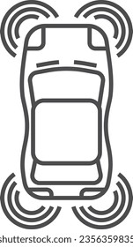 Smart car linear icon. Driveless transport technology