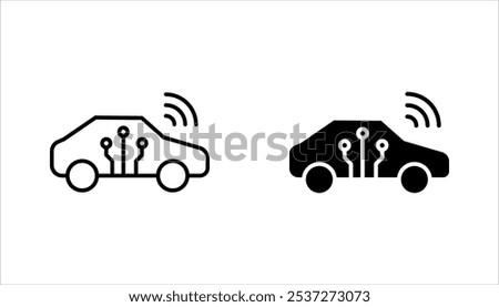 Smart car linear icon set. Remote access to automobile control. Internet of Things. vector illustration on white background