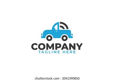 Smart Car Logo Vector Graphic With A Combination Of A Car Anda Wifi Signal As The Icon For Any Business.