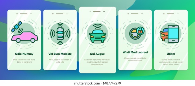 Smart Car Onboarding Mobile App Page Screen Vector Illustration