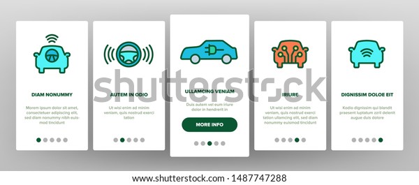 Smart Car Onboarding Mobile App Page Screen\
Vector Illustration