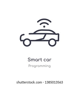 smart car outline icon. isolated line vector illustration from programming collection. editable thin stroke smart car icon on white background