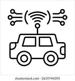 Ícone de Contorno de Carro Inteligente. Ilustração de vetor simples sobre fundo branco