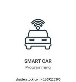 Smart car outline vector icon. Thin line black smart car icon, flat vector simple element illustration from editable programming concept isolated stroke on white background