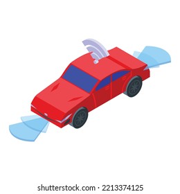 Smart Car Sensor Icon Isometric Vector. Road Traffic. Drive System