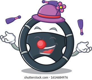 Smart car steering cartoon character design playing Juggling