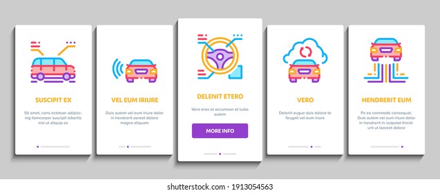 Vector de pantalla de la aplicación móvil de Smart Car Technology Onboard Autopilot De Auto Inteligente Y Aparcamiento De Ayuda, Ilustraciones De Conexión Por Satélite Y Aplicaciones Telefónicas