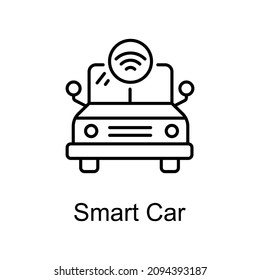 Smart Car vector outline icon for web isolated on white background EPS 10 file