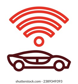 Smart Car Vector Thick Line Two Color Icons For Personal And Commercial Use.
