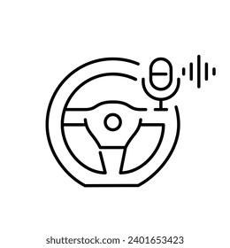 Smart car voice command. Steering wheel and microphone. Pixel perfect icon