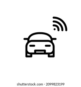 Smart car with wireless connection. Internet of things. Pixel perfect, editable stroke icon