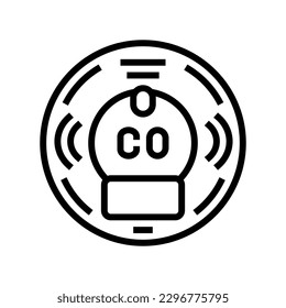 smart carbon monoxide detector home line icon vector. smart carbon monoxide detector home sign. isolated contour symbol black illustration