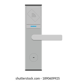 Smart card door key lock system in hotel isolated on white background. Vector