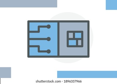 Smart card icon filled line color concept related gadget and device elements