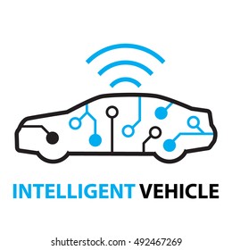 Smart Car,Intelligent Vehicle Icon And Symbol