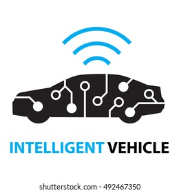 Smart Car,Intelligent Vehicle Icon And Symbol